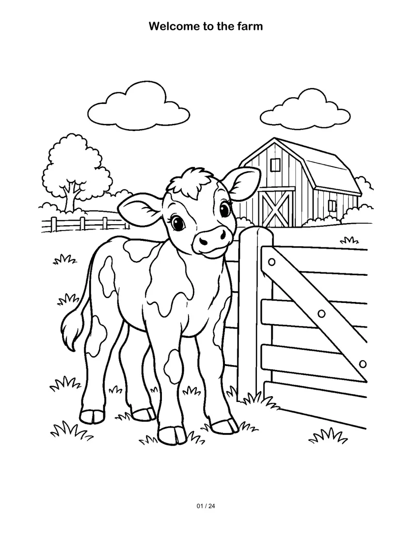 Welcome to the farm colouring-page preview