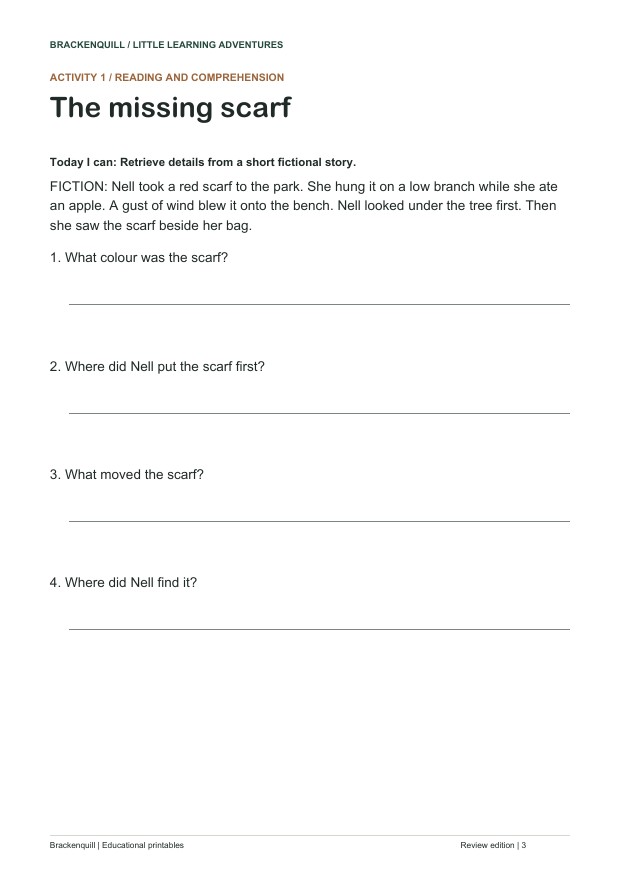 Activity 1: The missing scarf