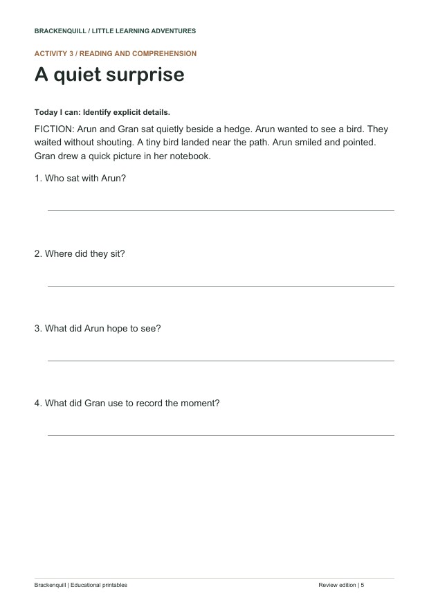 Activity 3: A quiet surprise