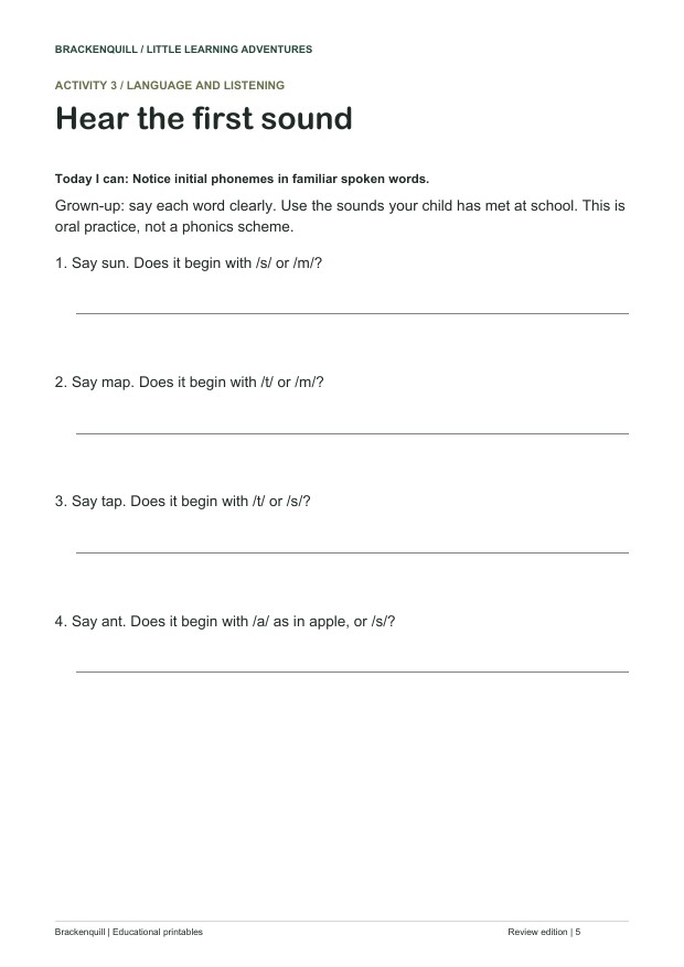 Activity 3: Hear the first sound