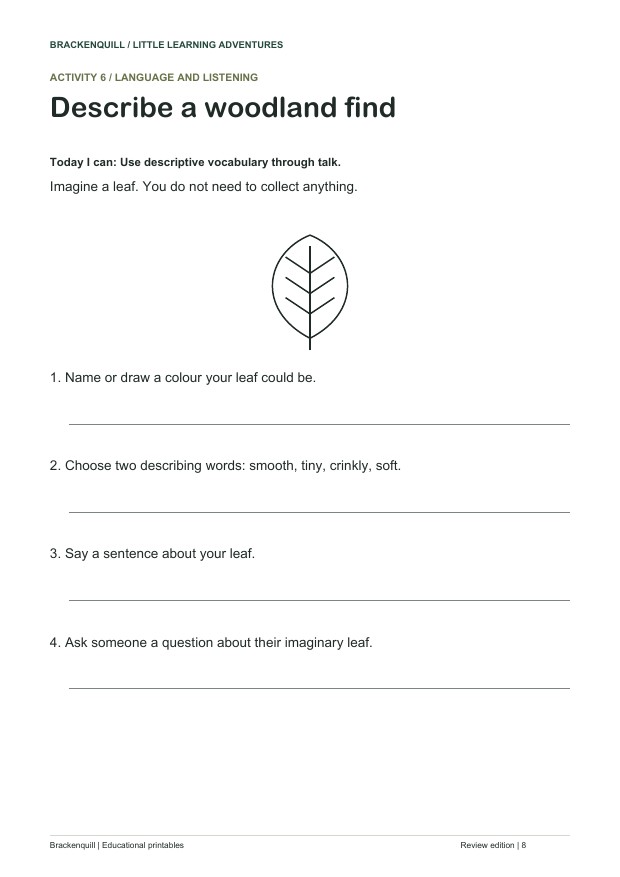 Activity 6: Describe a woodland find
